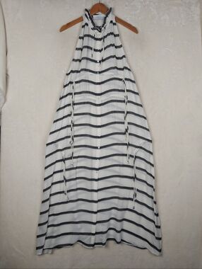 IRO Jeans Maxi Dress Womens S/4/36 Karell White Gray Stripe Beachy Flowy Festiva